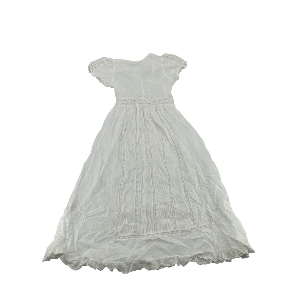DOEN Dress Medium White Like New Eyelet Lace Maxi Bohemian Button Front Cotton - Picture 2 of 5
